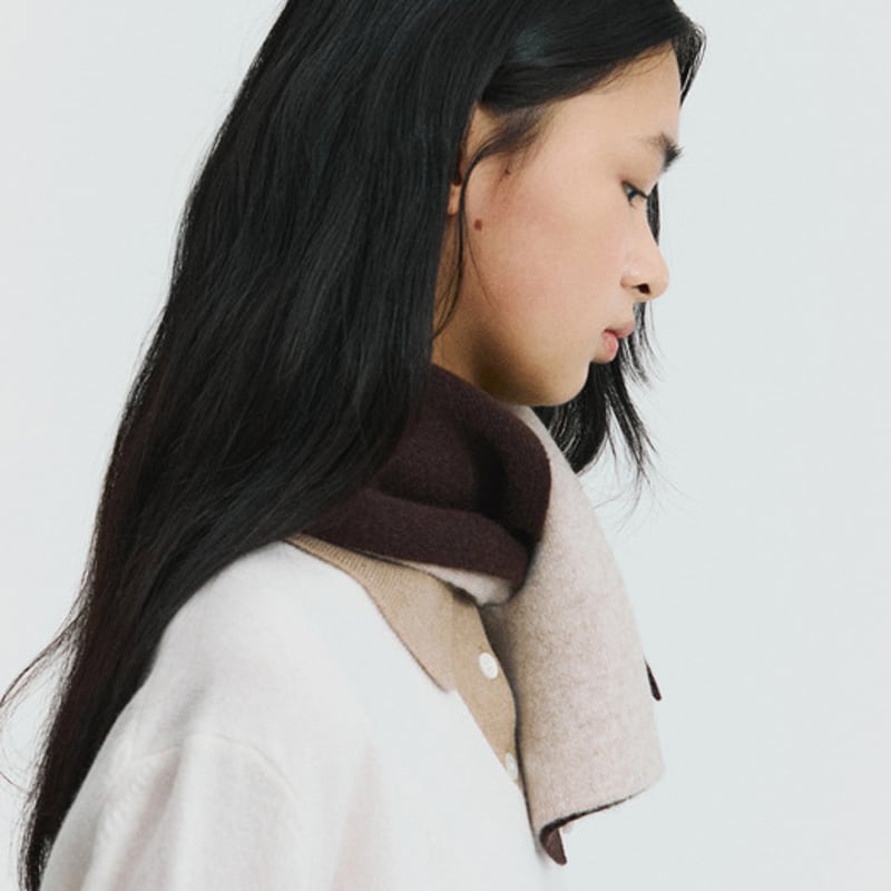 LE CASHMERE Cashmere Petit Muffler (Brown) D7AJW25002BRX