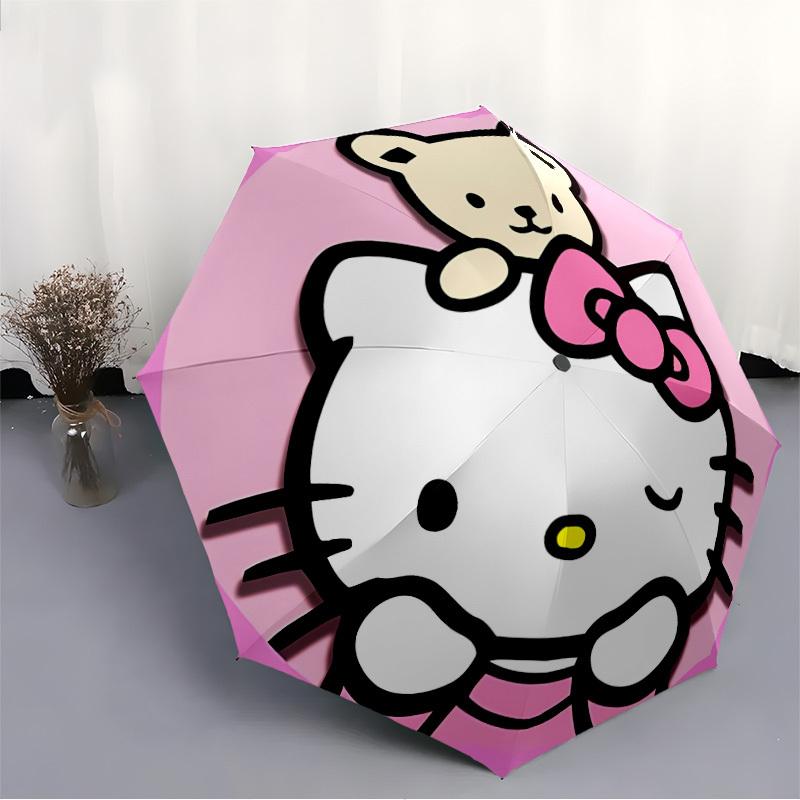 1pc Hello Kitty Automatic Cute Umbrella 8-Bone Design Compact Gear for Outdoor Travel, Perfect Gift for Friends or Family Yy280828110
