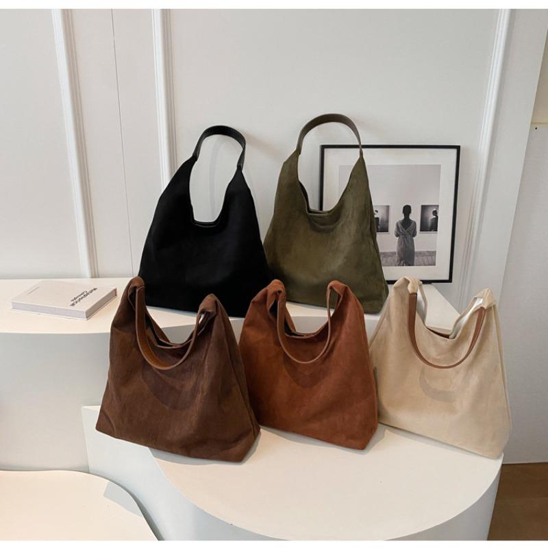 Crossbody bag suede bag women's new versatile shoulder bag retro large-capacity commuter tote bag