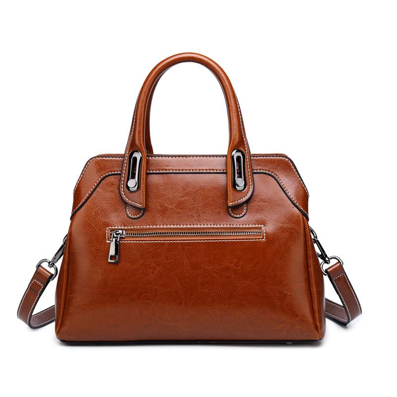 Genuine Leather Women Handbag Top Handle Shoulder Cross Body Bag Fashi Oil Wax Cowhide Purses and Handbags Messenger Tote Bags