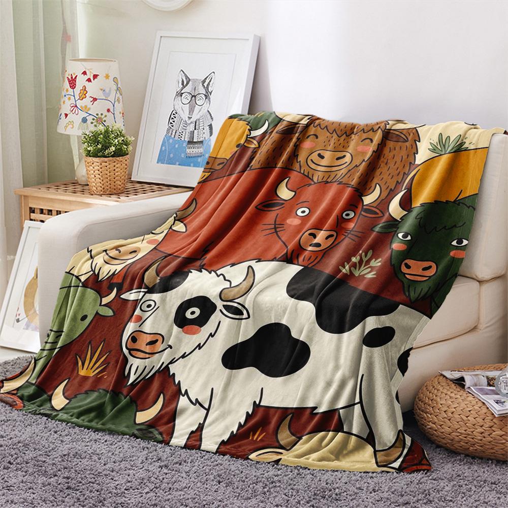1Pc North American bison Print Flannel Blanket, High quality Comfortable for All Seasons, Home Decor, Warmth and Comfort, Perfect for Christmas Gifts