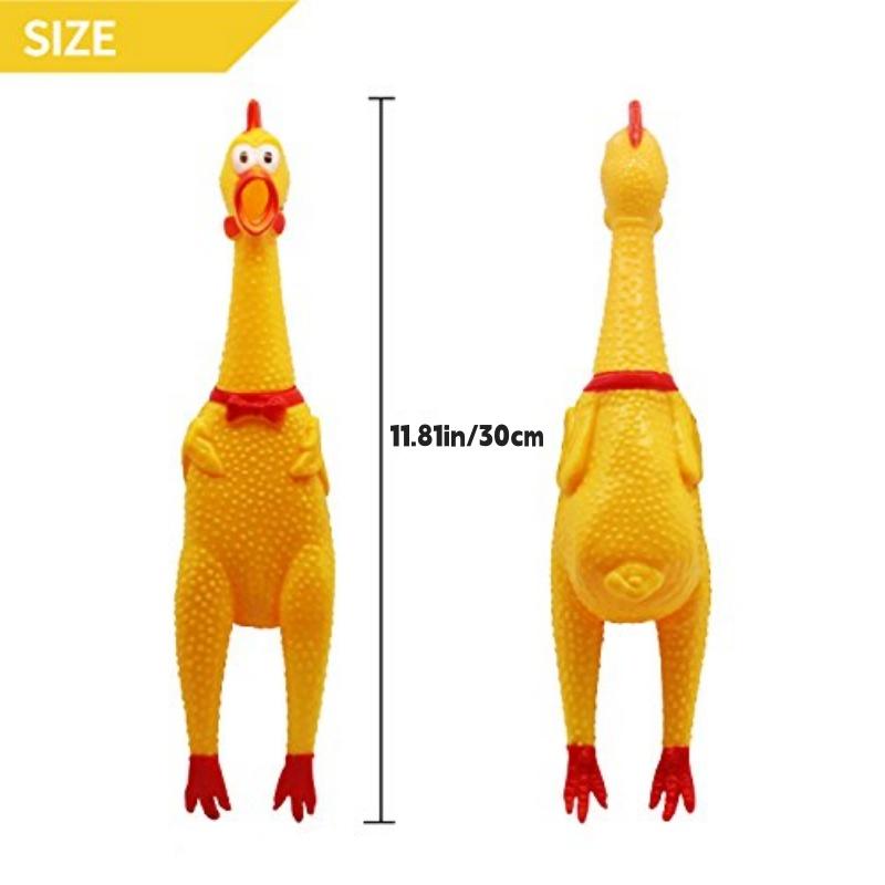 Yellow rubber squeaky chicken, screaming sound monster chicken, children's toy, pet toy, stress relief toy