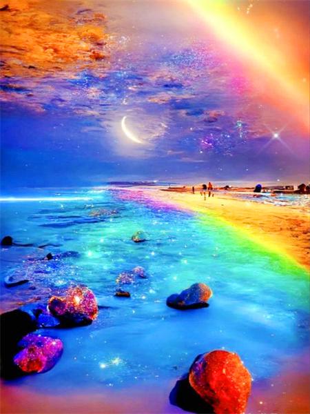 Kolekcja Diamond Painting 2023 Nadmorski Księżycowy Krajobraz 5d Haft DIY Mozaika Fantazyjny Krajobraz Plaży Dekoracja Domu