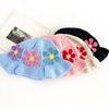 Women Plush Hat Bowler Hat Knitted Hat Breathable Handmade Crochet Vibrant Floral Pattern Cute Hollow Ruffles Colorful 56-58cm