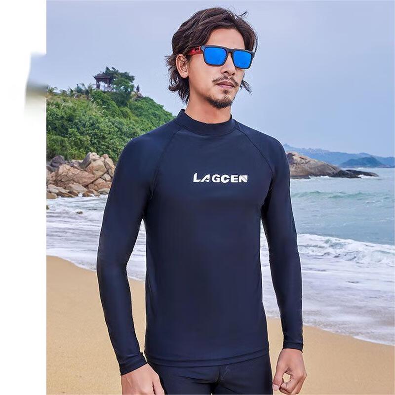 Men s Athletic Long Sleeve Rash Guard Swim Top L