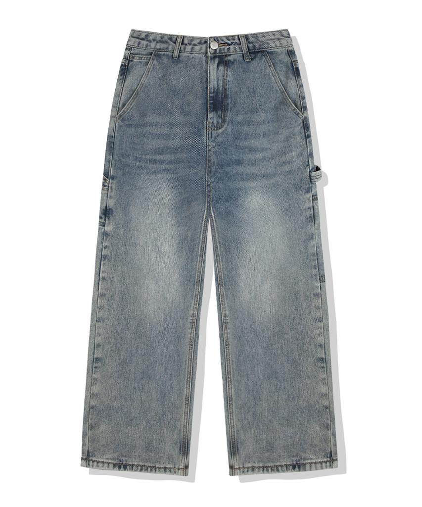 Wenil Noir Carpenter Balloon Wide Washed Denim Pants 4 Colors [Wald_3018] (B Type)