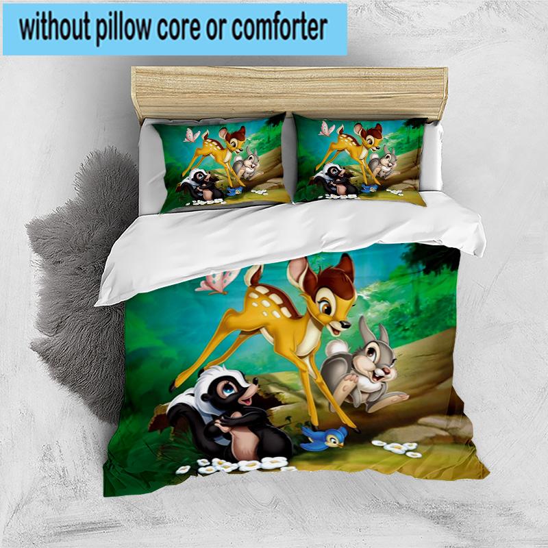 3PCS Classic cartoon Bam Deer 3pcs Bedding,Including 3PCS Duvet Cover And 2pcs Pillowcases Perfect for Christmas,Ideal for Bedroom, Dormitory