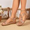 Fashion 2025 Fashion Elastic Band Women's Sandals Summer New Casual Plus Size Crystal Floral Best Seller Light Soft Bottom Flat Sandals