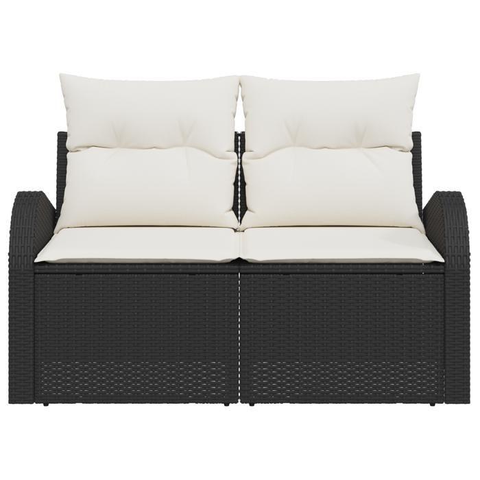 VidaXL Canapé de jardin 2 places avec rangement et coussins en rattan noir 42006742
