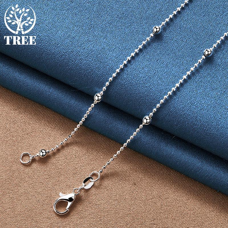 925 Sterling Silver Full Smooth Beads 16/18/20/22/24Inch 4mm Chain Necklace For Women Man Fashion Wedding Charm Jewelry