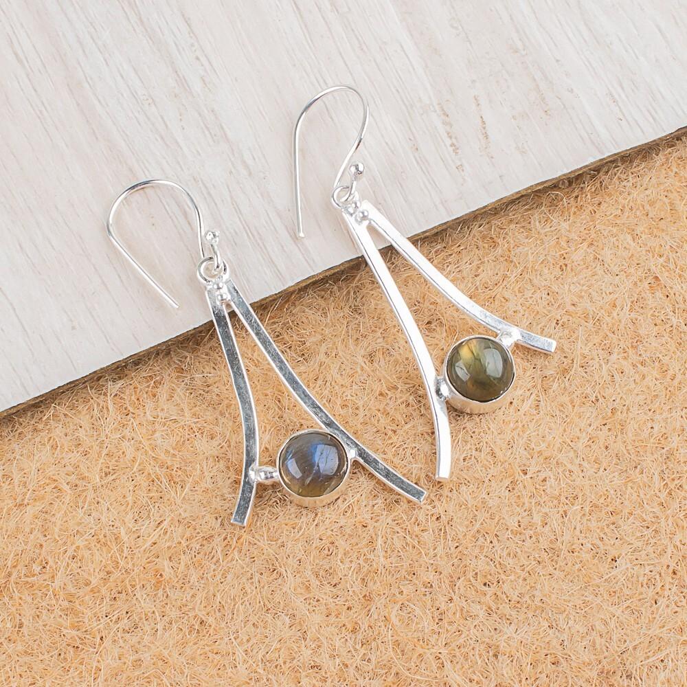 

Лабрадорит Драгоценный камень 925 Стерлинговое серебро Ручная работа Висячие/Подвесные серьги 1.45 EE-66-26