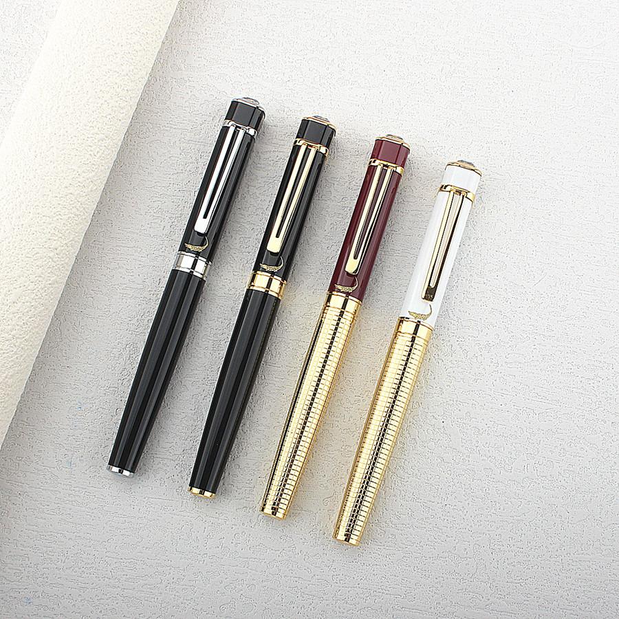 4PCS Vintage Luxurious Metal Diamond Rollerball Pen Colored Metal M Point 0.7 Ballpoint Pen Gift