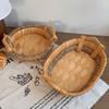 Rustic Handwoven Storage Basket Handmade Food Serving Holder Fruit Vegetable Storage Tray  Kitchen