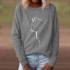 Women's Casual Loose and Comfortable Cat Pattern Printed Round Neck Long Sleeved Pullover