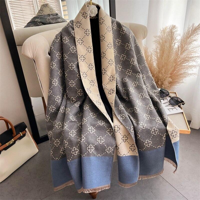 

Thick Winter Poncho Scarf Luxury Floral Warm Shawl And Wrap Cashmere Like Pashmina Blacnket Design Stoles Bufanda Echarpe