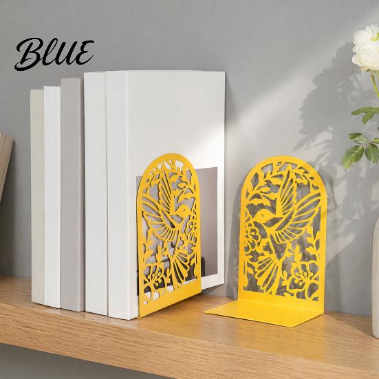Metal Bookends 1 Pair Hummingbird for Shelves Decorative Heavy Duty Book Ends Stoppers Unique Design Office Desk Shelf Non-Skid Holder Organizer