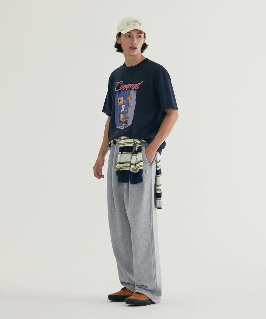 COVERNAT C Logo Wide Sweatpants Melange Gray