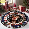 Cute Cartoon Christmas Reindeer Rug Non Slip Absorbent Round Living Room Mat Entryway Rug Washable Festive Home Decor