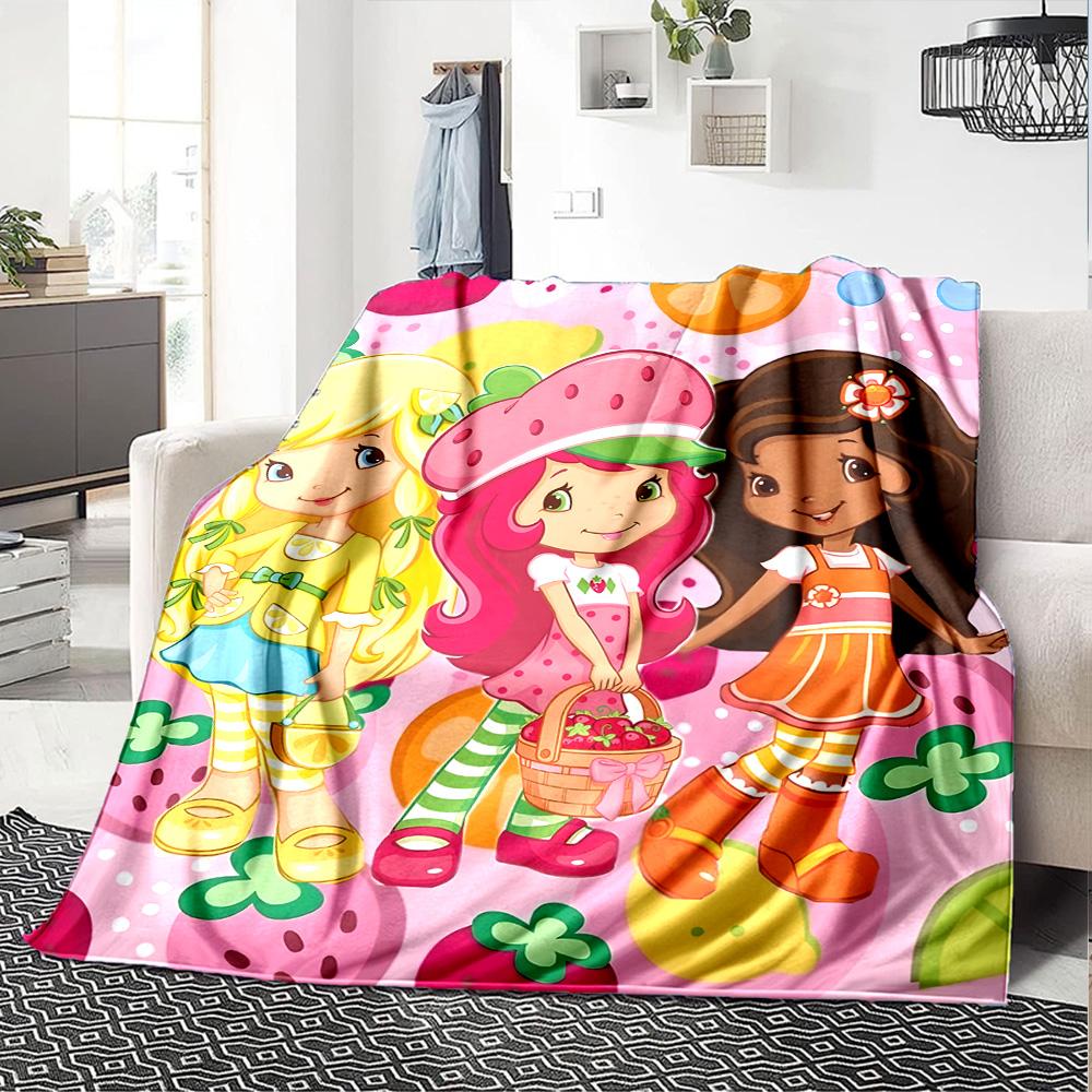 1pc Princess Strawberry6 Blanket, Gift, for Men and Women, Soft Blanket, Good for Sofa Bed Couch Travel, Lightweight Flannel Blanket