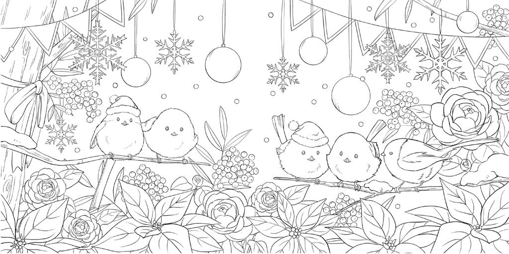 Coloring Book Flowers of the Four Seasons and Cute Animals (COSMIC MOOK)
