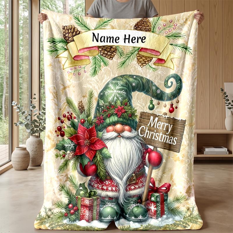 Merry Christmas Gnome Theme Blanket Lightweight Warm Flannel Blanket Decorative Throw Blanket for Home Decoration