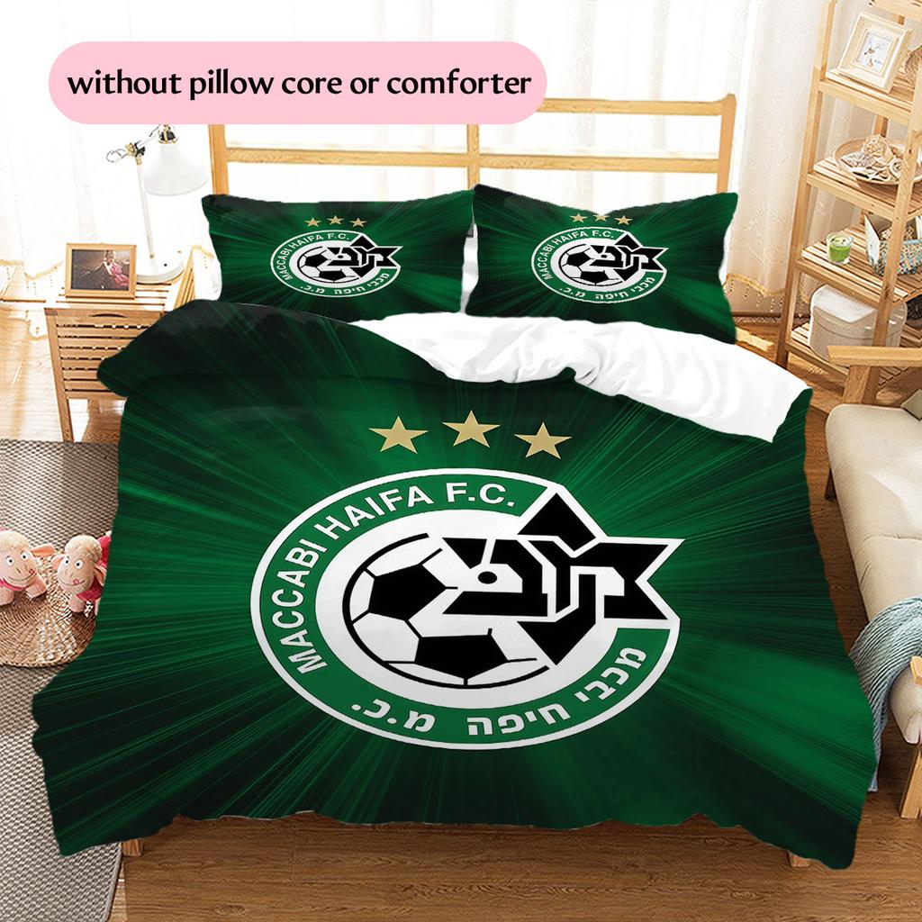 Maccabi Haifa FC Pattern Bedding Home Decoration Birthday Gift ( 1 duvet cover + 2 pillowcase, without core),fan merchandise.