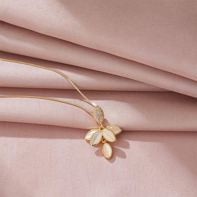 

Ожерелье из опаловых листьев с кисточками, женская, премиум-класса, универсальная, инкрустированная подвеска, звезда, ювелирное украшение того же стиля