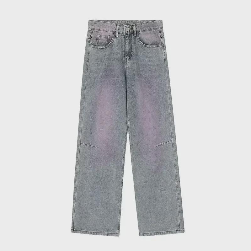 2024 Women's High-Waist Wide-Leg Jeans: Black & Gray, Loose, Slim, Straight & Floor-Length