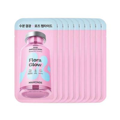 Flora Glow Rose Ampoule Mask Brightening & Hydrating Care 10 Sheets
