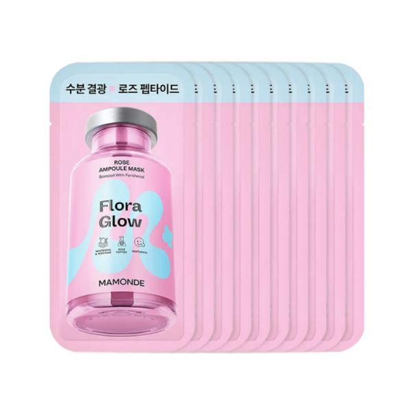 Mamonde Flora Glow Rose Ampoule Mask Brightening & Hydrating Care 10 Sheets