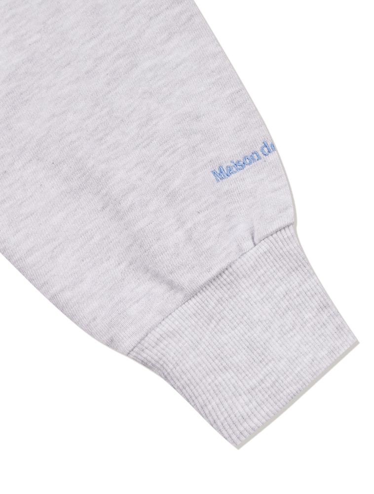 LA MAISON STUDIO Women'S Crop Circle Logo Embossed Bear Friends Heavy Terry Sweatshirt Ash Gray Blue (Fcd3Ts702W)
