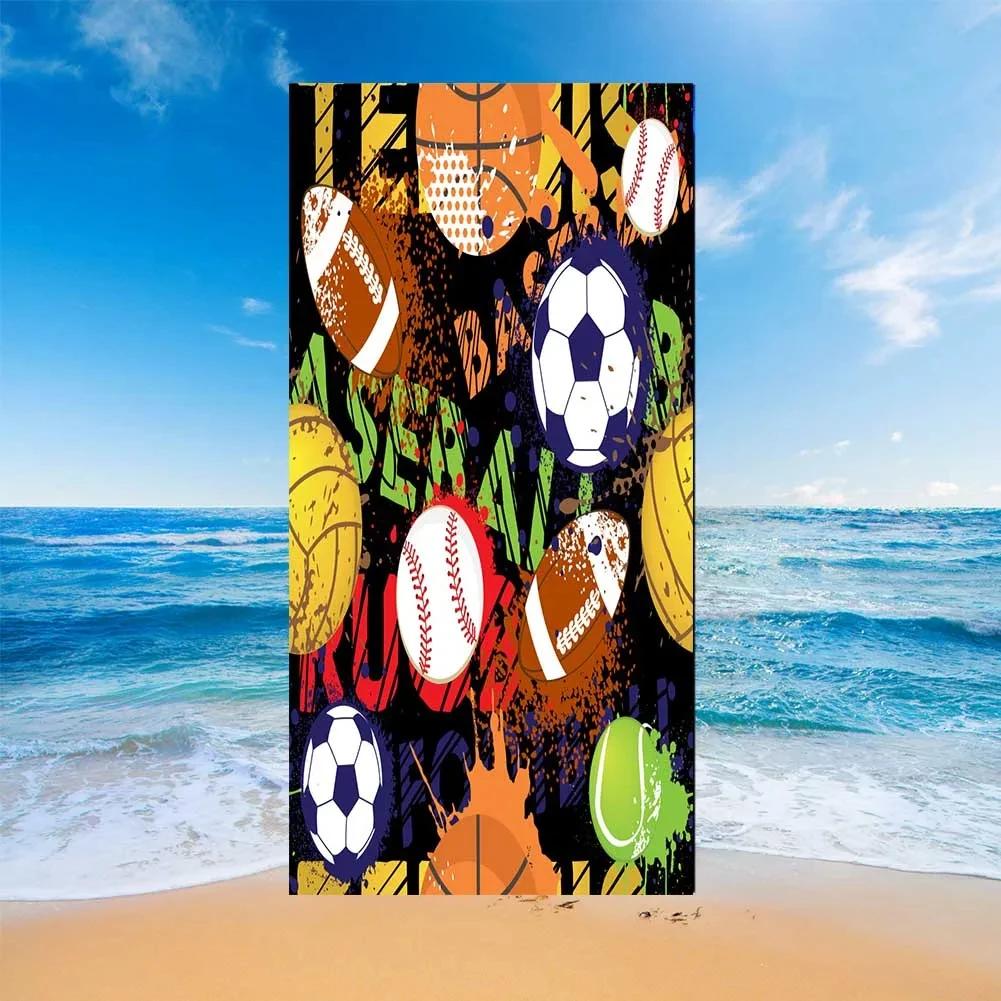 Football Beach Towel, Microfiber Bath Towel for Women Teen, Sand Free Quick Dry Yoga Sports Travel Towels Soft Swimming Cover