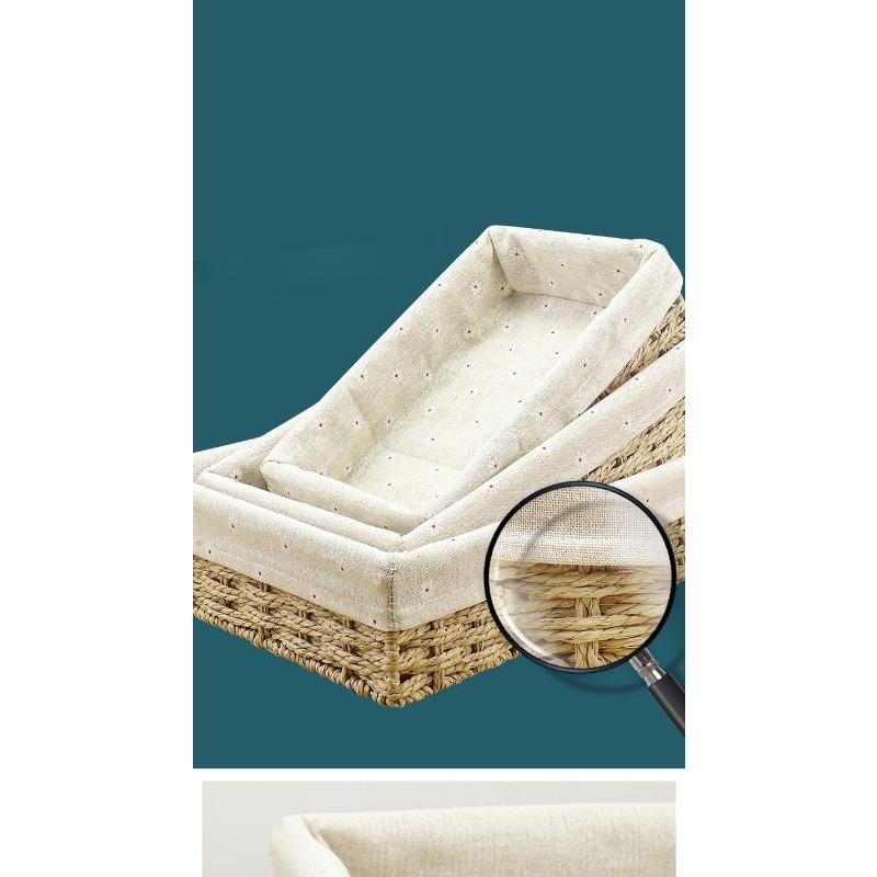 Handmade Woven Seagrass Storage Basket Organizer Bin for Desk Shelf Closet Farmhouse Decor for Snacks & Cosmetics