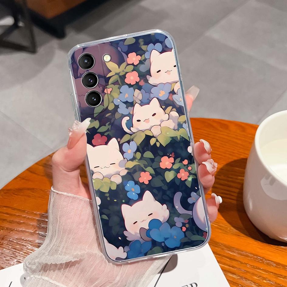 Back Cover For Samsung S21 S22 S23 Ultra Plus S6 S7 S9 Edge Bumper Case Screen Protector Luxury Graffiti Butterfly Silicone Soft TPU Transparent Shell