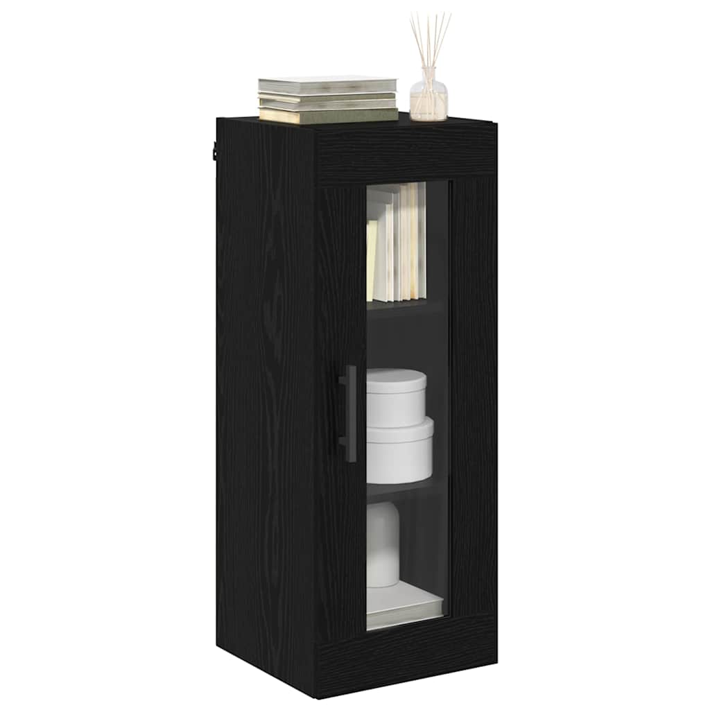 Wall Mounted Cabinet Black Oak Effect 34.5 x 34 x 90 cm