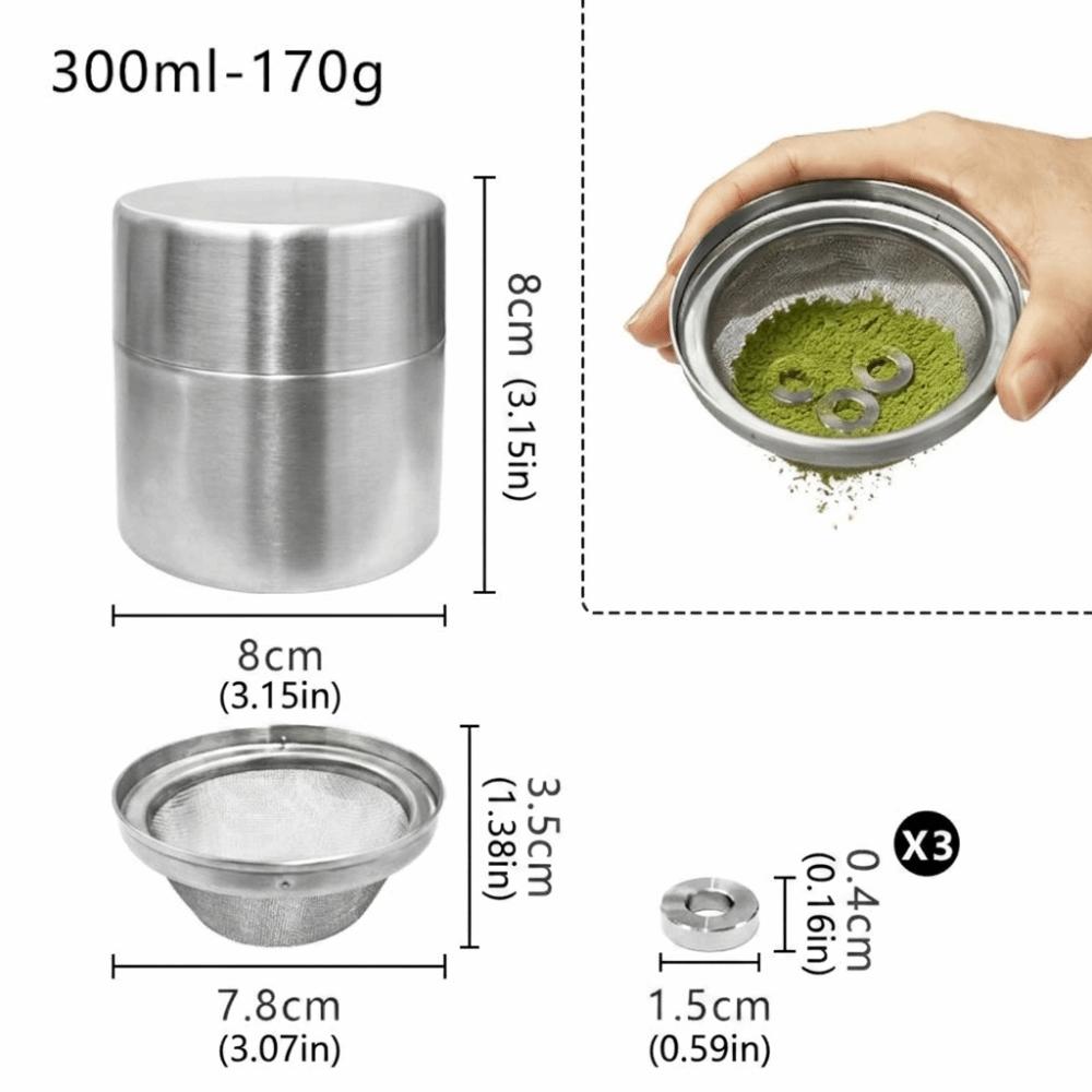 Mit Pudersieb Matcha-Dose Zylindrisches Tee-Siegelglas Matcha-Pulverdose Tee-Organizer