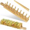 Eco Friendly Wood Taco Holder Bamboo Appetizer Server Kit Vintage Taco Tray Organizer  Kitchen