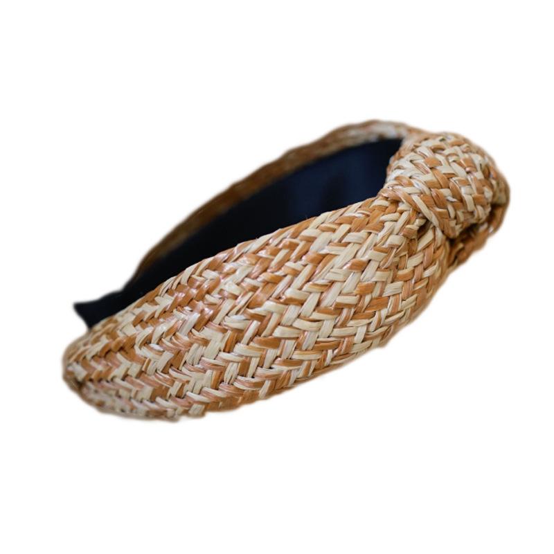 Holiday Beach French Retro Small Fresh Purple Green Lafite Straw Rattan Headband Headband Spring And Summer Versatile