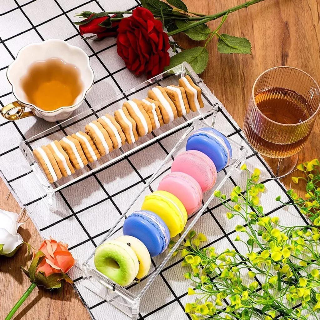 1PC Simple European Acrylic Rectangular Tray Display Rack for Dessert Biscuit Storage Fruit and Food In Restaurants Cake Stand