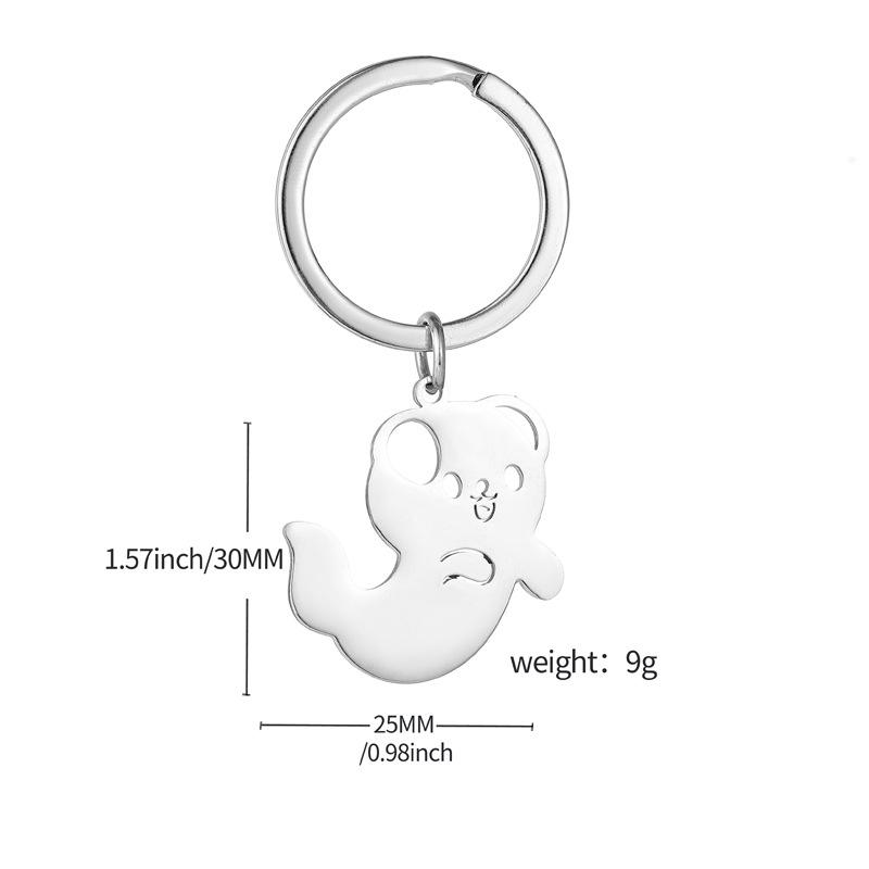 Ghost Cat Dog Stainless Steel Keychain Halloween Cartoon Design Fashion Keyring Practical Cute Backpack Pendant