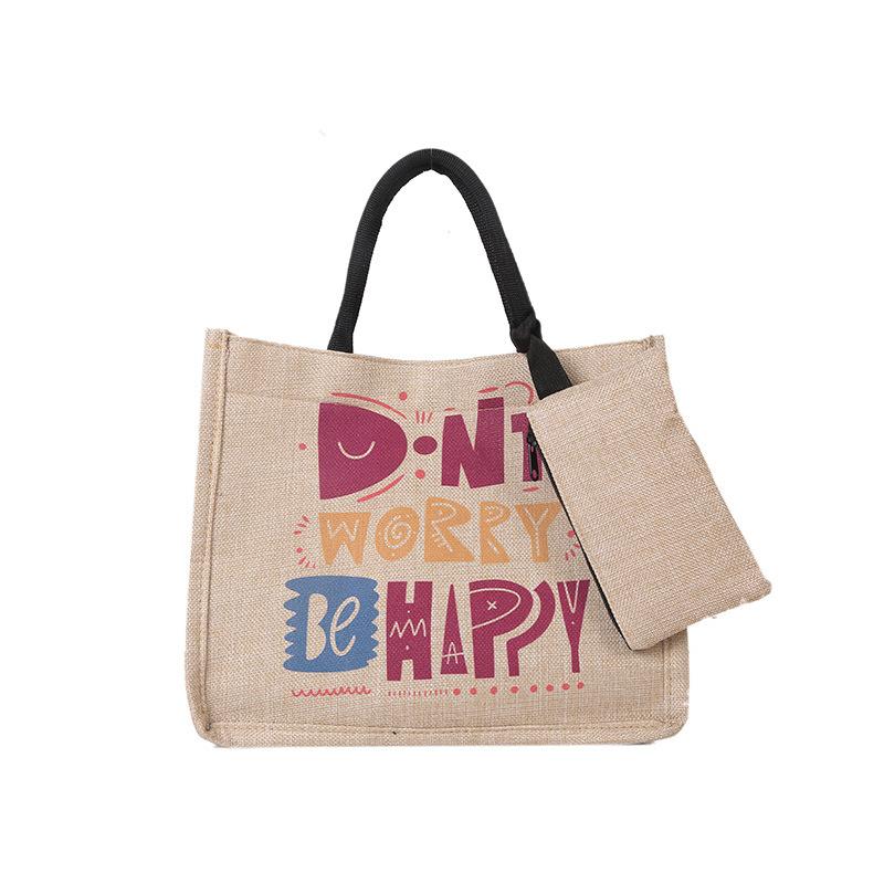 Simple Canvas Bucket Tote Bag for Women Large Capacity Casual Handbag