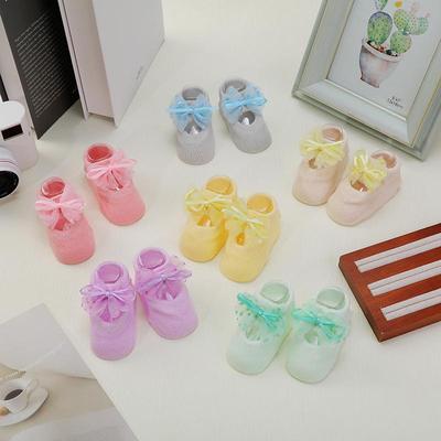 1 Paar Spitzenband-Schleifen-Babysocken, Sommer dünne rutschfeste Babysocken für den Boden, Mädchen Prinzessin Bootssocken, Babysocken zum Laufen