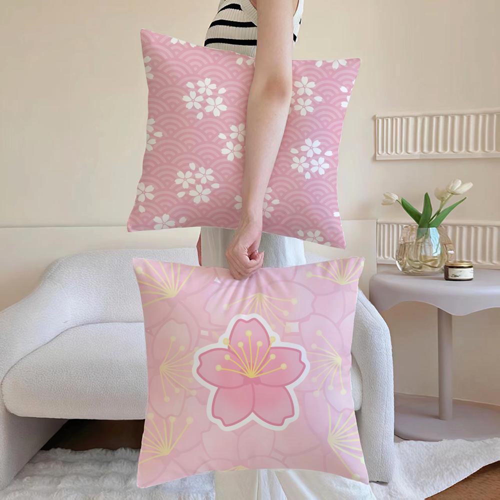 Cherry Blossom Cushion Cover Linen Cushion Cover Soft Decorative Case For Sofa Home Decor