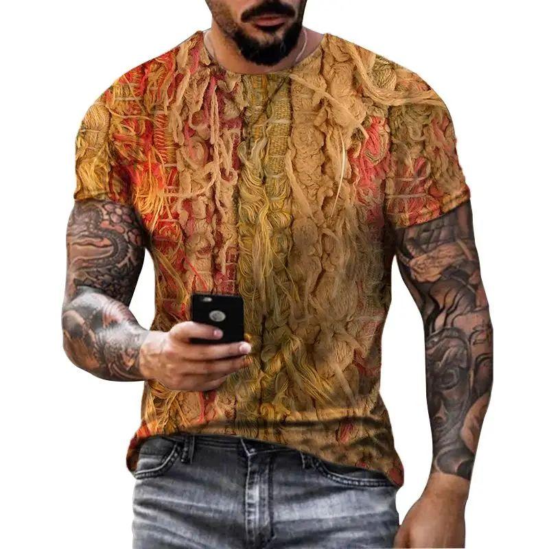 T-shirt d'été à manches courtes et col rond pour homme, motif créatif, style rétro, imprimé en 3D, ample, grande taille