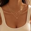Layered Initial Necklaces for Women, 14k Gold Plated Letter Necklace Set Dainty Gold Initial Necklace Stack Cute Layering Choker Necklaces for Women