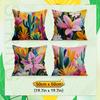 Vibrant Flowers And Cacti Cushions Pillowcase Polyester Cushion Cover Throw Pillow Pillowcover Home Car Sofa Decor