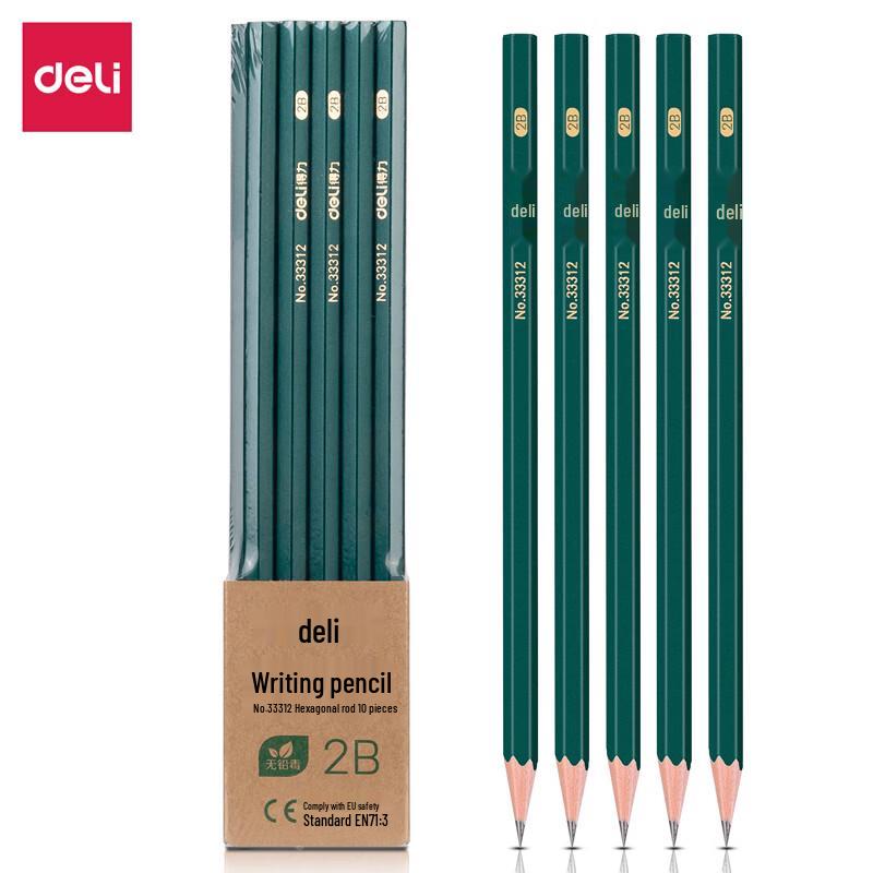 Deli 33312 Classic Green Hexagonal 2B Pencils