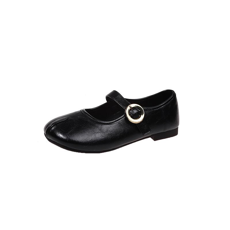 French retro Mary Jane shoes women's autumn and winter new one-word buckle soft-soled flat shoes comfortable and versatile single shoes