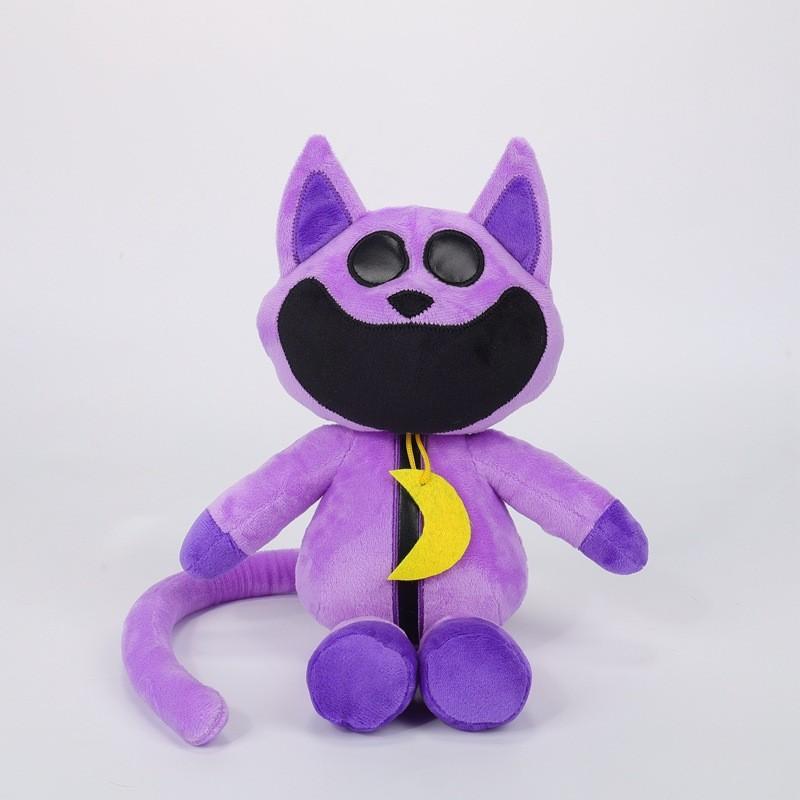 Soft Plush Cat Toy with Zipper Front and Crescent Moon Decoration Stuffed Animal Doll for Kids and Collectors One Size