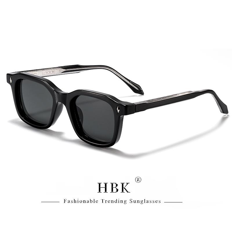 HBK Occhiali da Sole Quadrati Eleganti da Uomo Montatura alla Moda Aste con Punte Vintage Occhiali da Viaggio Business Party Regalo UV400